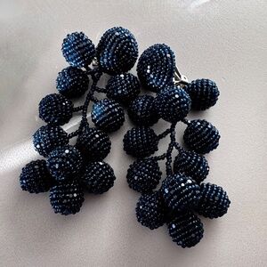 Sachin and Babi blue glass bead clip on earrings